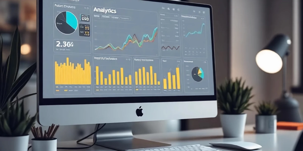 Computer screen showing analytics