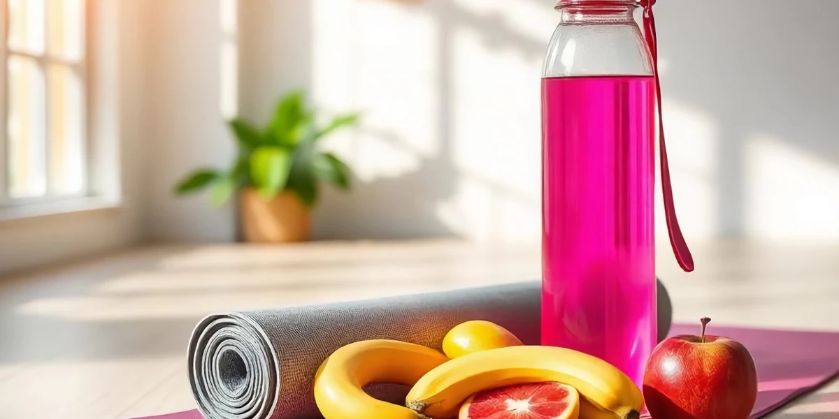 Fruits and container with water