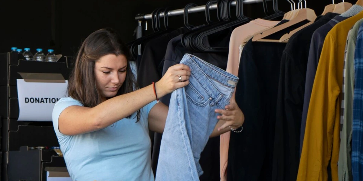 Woman-checking-clothes