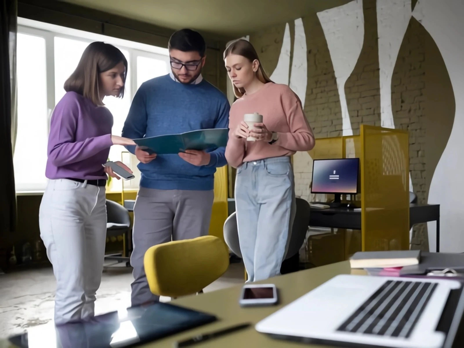 Group of people analyzing plans