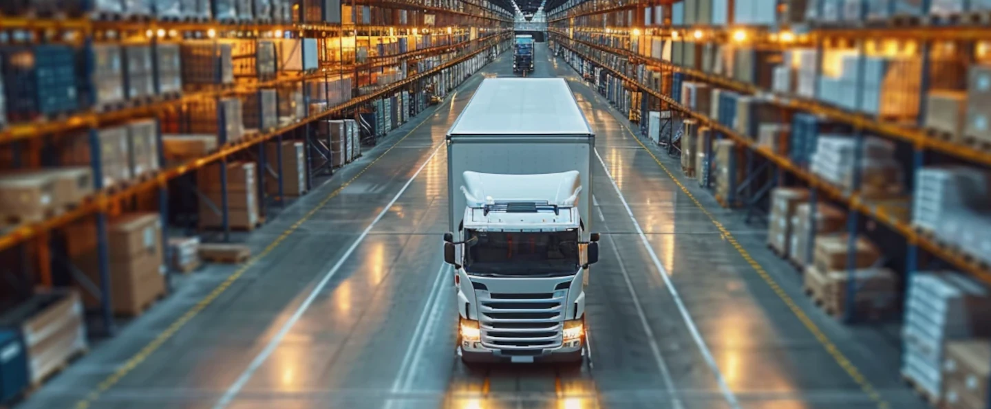 Truck transporting boxes