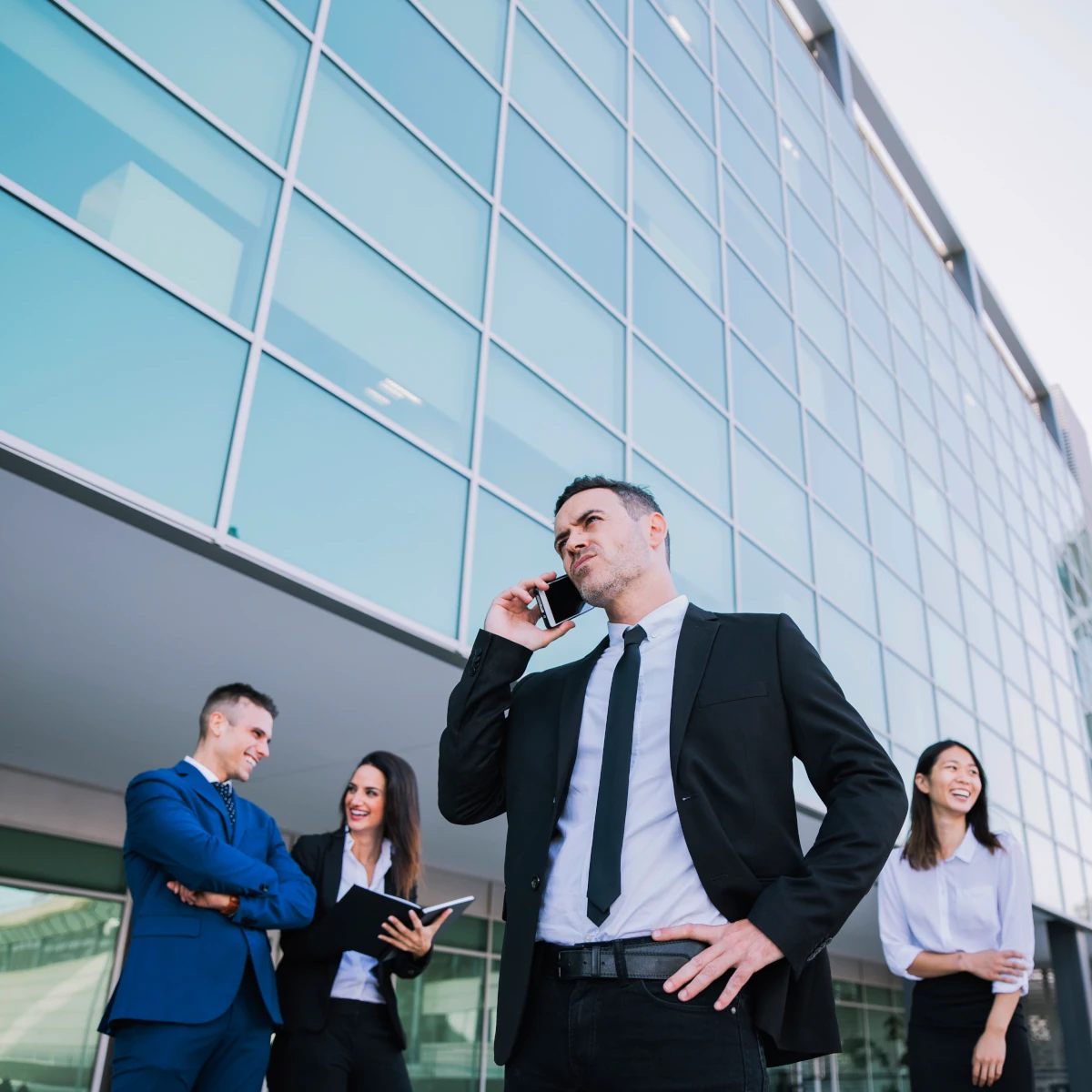 business team scene outside