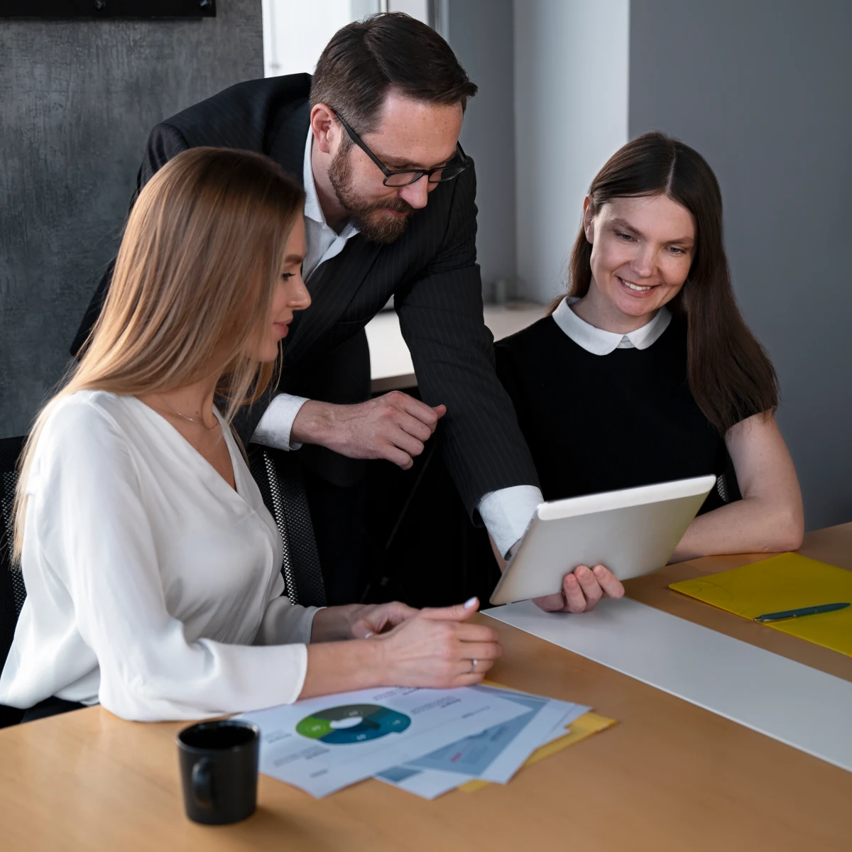 mid-level people working together